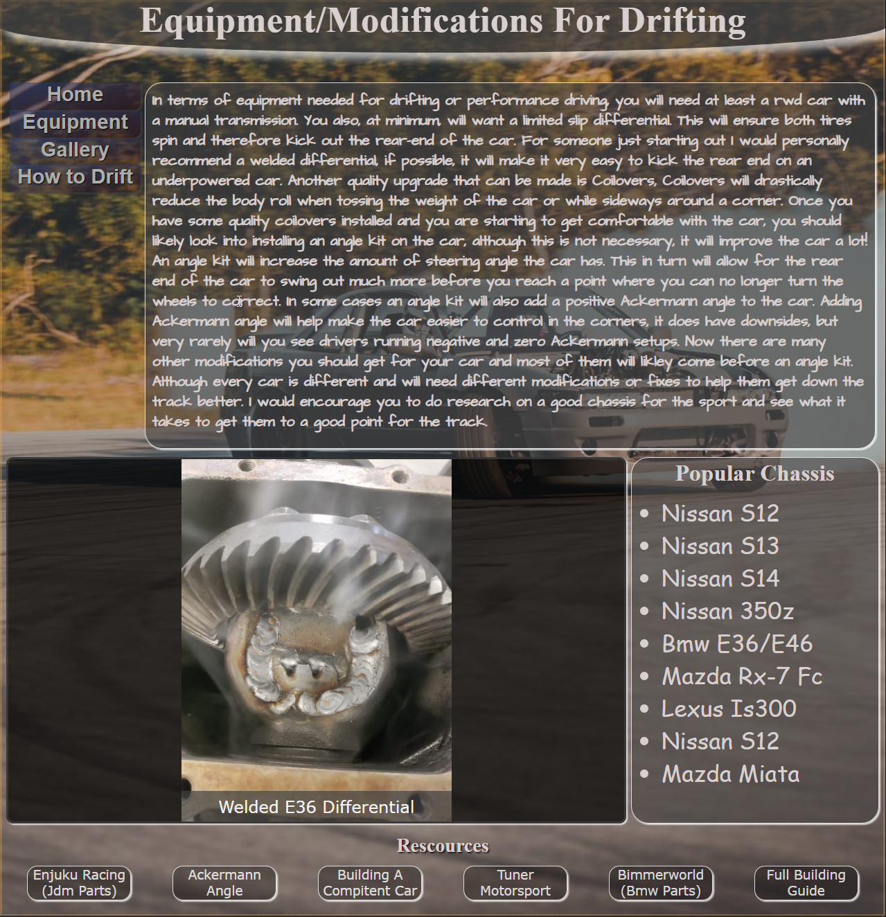 Picture of Equipment Page